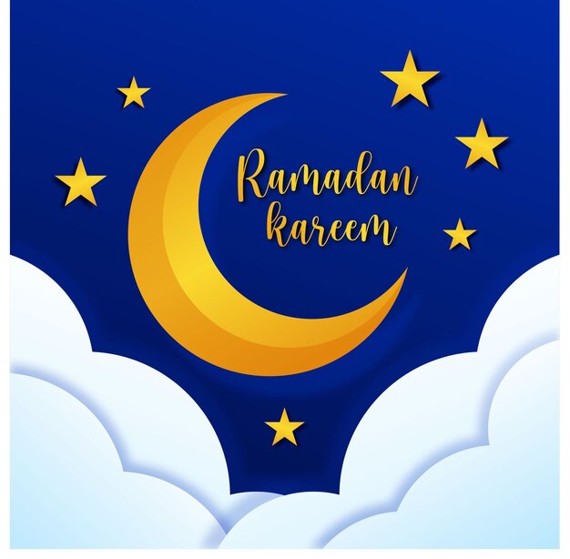 Publicación de plantilla de instagram de ramadan kareem con nube