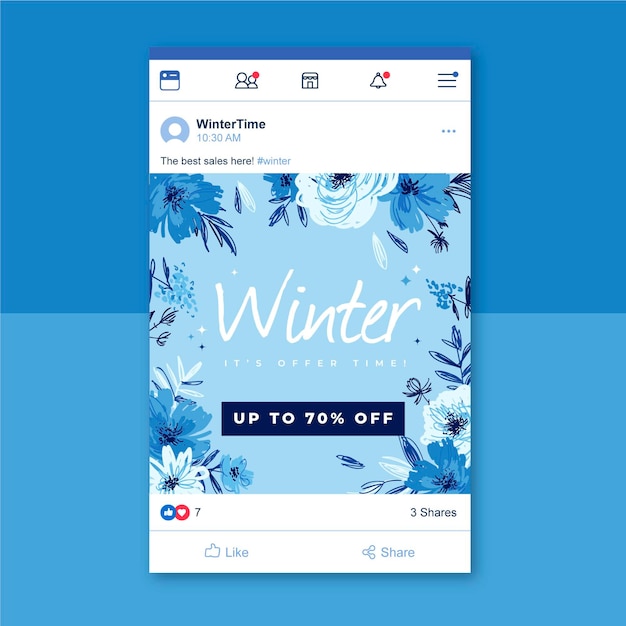 Vector gratuito publicación de redes sociales de invierno para facebook