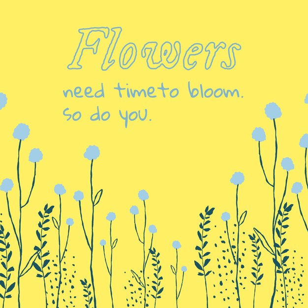 Publicación de redes sociales de plantilla editable floral estética con cita inspiradora