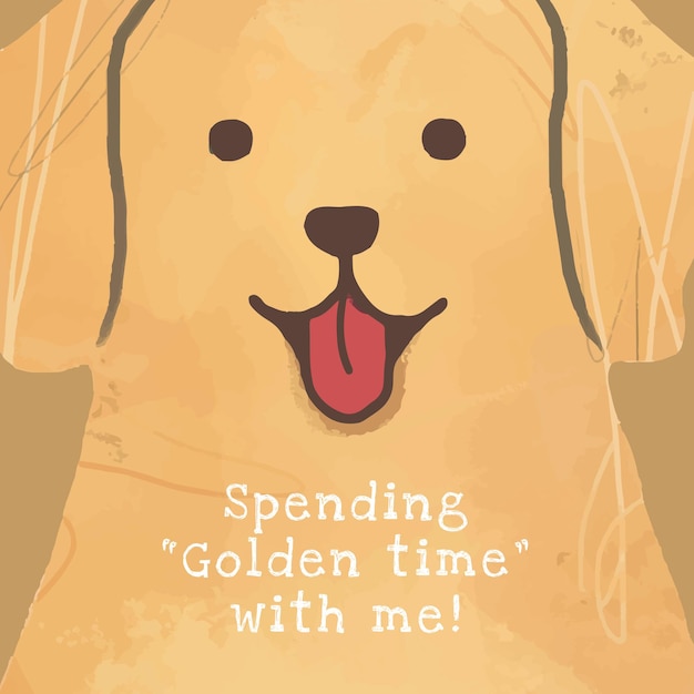 Vector gratuito publicación de redes sociales de vector de plantilla de perro golden retriever, pasando tiempo dorado conmigo