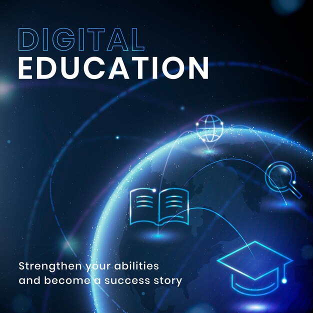 Publicación de redes sociales de vector de plantilla de tecnología de educación científica
