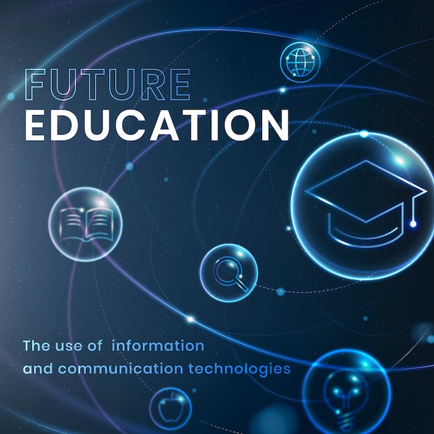 Publicación de redes sociales de vector de plantilla de tecnología de educación futura