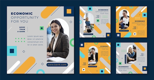 Publicaciones de instagram de banco de diseño plano