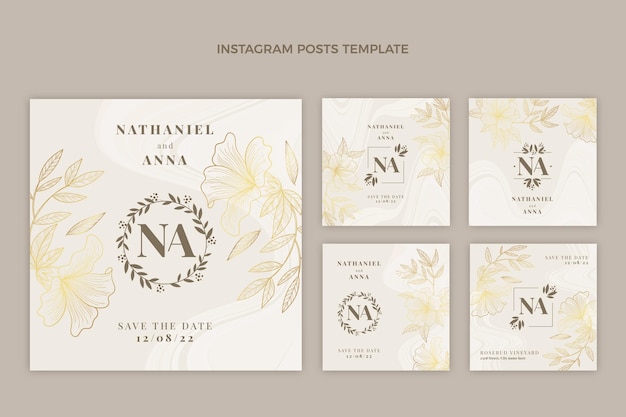 Publicaciones de instagram de bodas doradas de lujo realistas