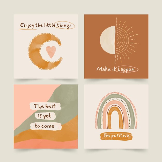 Publicaciones de instagram boho acuarela