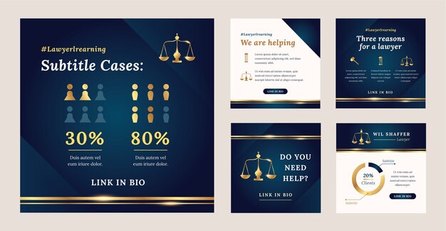 Publicaciones de instagram de bufete de abogados de lujo degradado