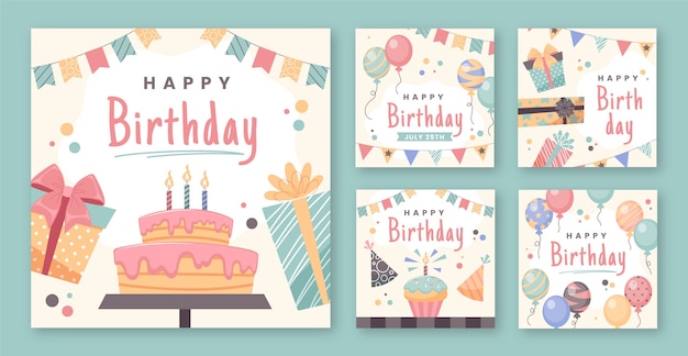 Publicaciones de instagram de celebración de cumpleaños dibujadas a mano