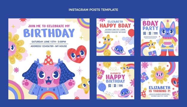 Publicaciones de instagram de cumpleaños dibujadas a mano
