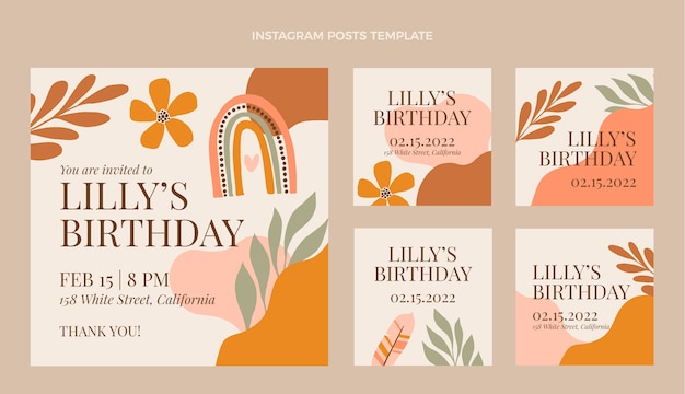 Publicaciones de instagram de cumpleaños dibujadas a mano