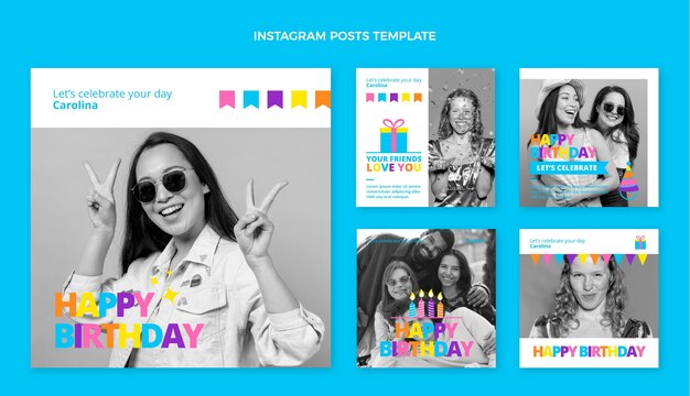 Publicaciones de instagram de cumpleaños minimalistas planas