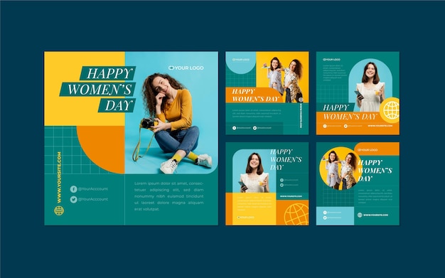 Vector gratuito publicaciones de instagram del día internacional de la mujer