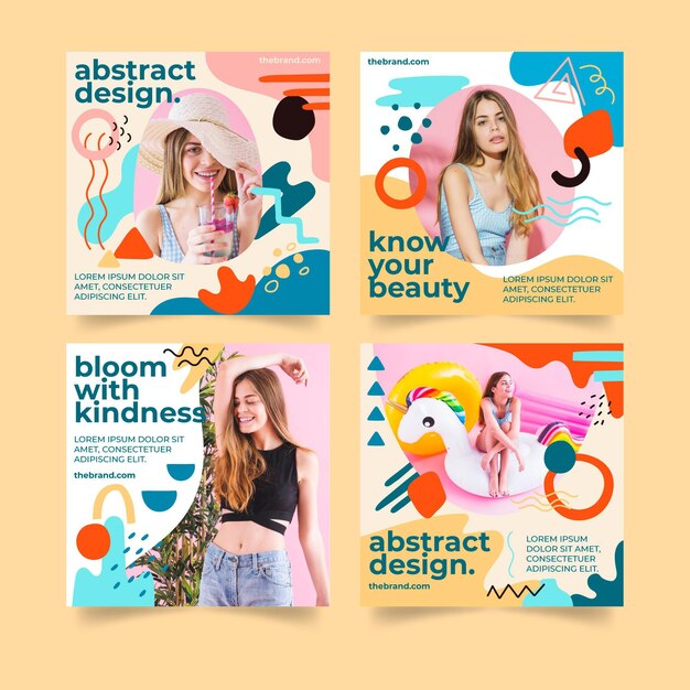 Publicaciones de instagram de diseño abstracto dibujado a mano