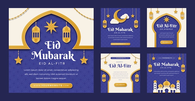 Publicaciones de instagram de eid al-fitr estilo papel