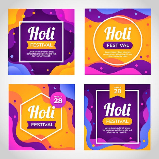 Vector gratuito publicaciones de instagram festival holi