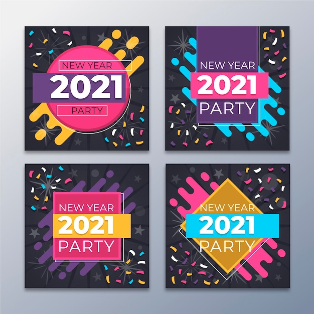 Vector gratuito publicaciones de instagram de fiesta de año nuevo 2021