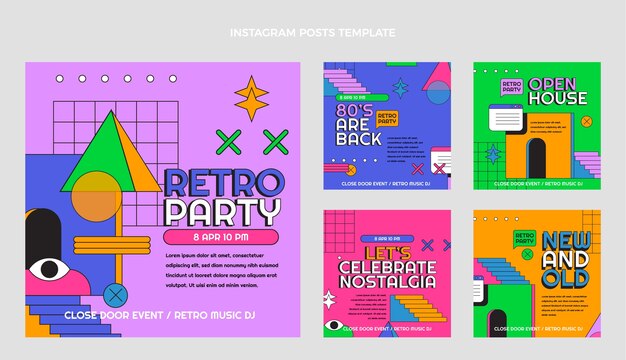 Publicaciones de instagram de fiesta disco retro vaporwave