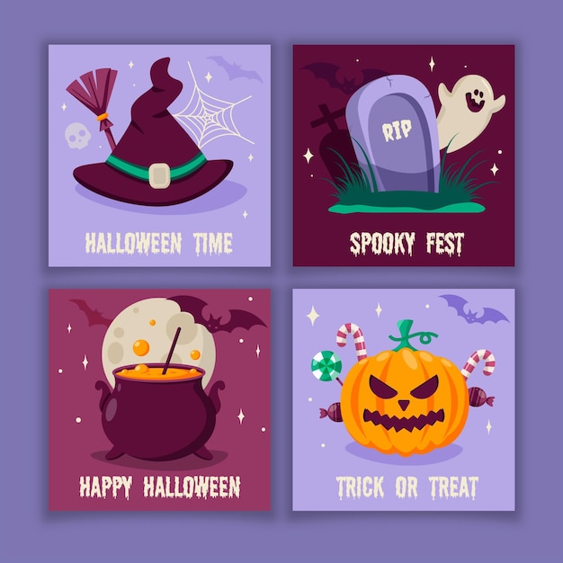 Vector gratuito publicaciones de instagram de halloween