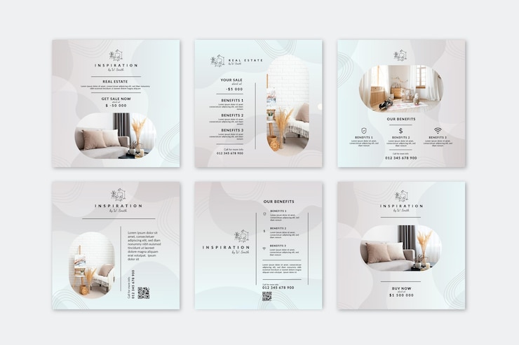 Vector gratuito publicaciones de instagram inmobiliarias