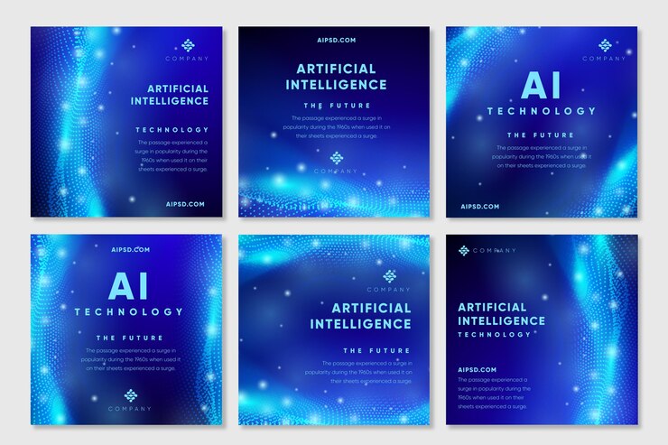 Vector gratuito publicaciones de instagram de inteligencia artificial