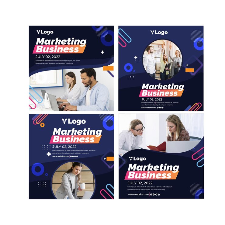 Vector gratuito publicaciones de instagram de marketing empresarial