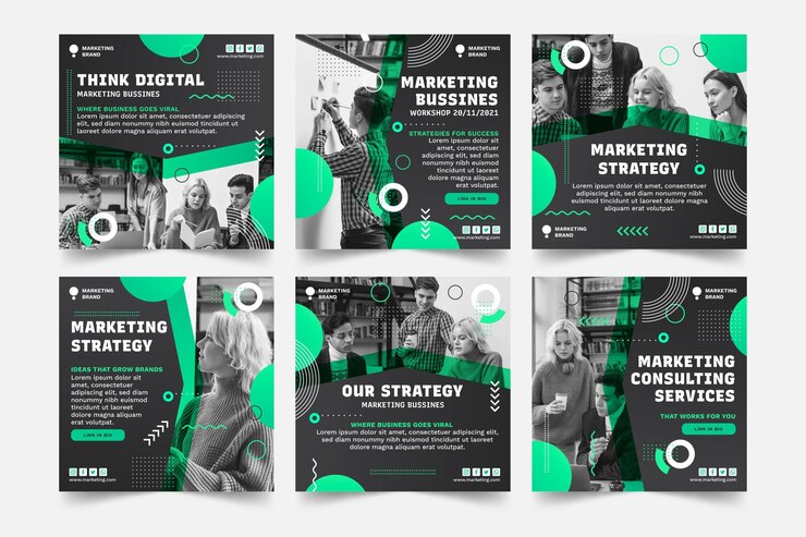 Vector gratuito publicaciones de instagram de marketing empresarial