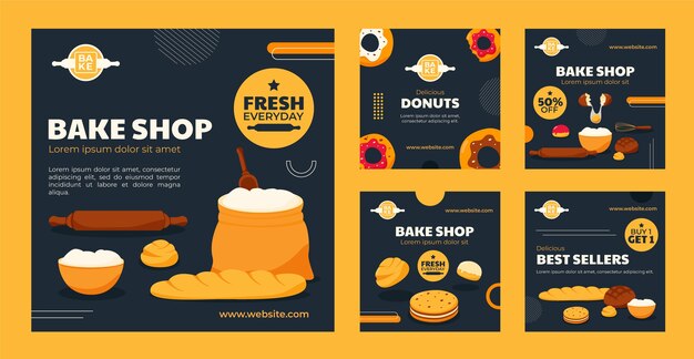 Publicaciones de instagram de panadería de estilo minimalista