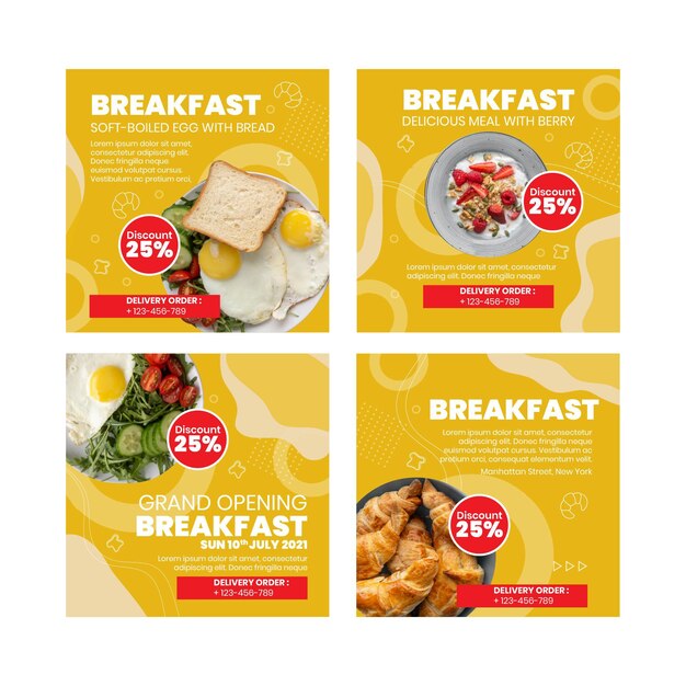 Publicaciones de instagram de restaurante de desayuno