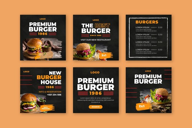 Publicaciones de instagram de restaurante de hamburguesas