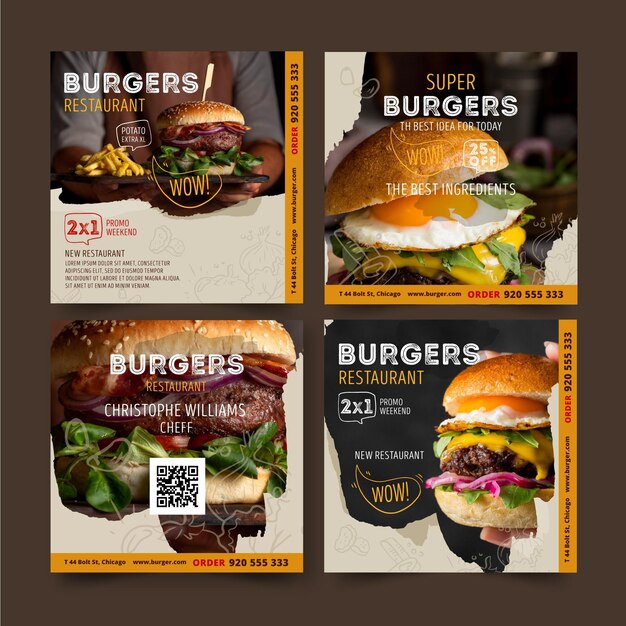Publicaciones de instagram de restaurante de hamburguesas
