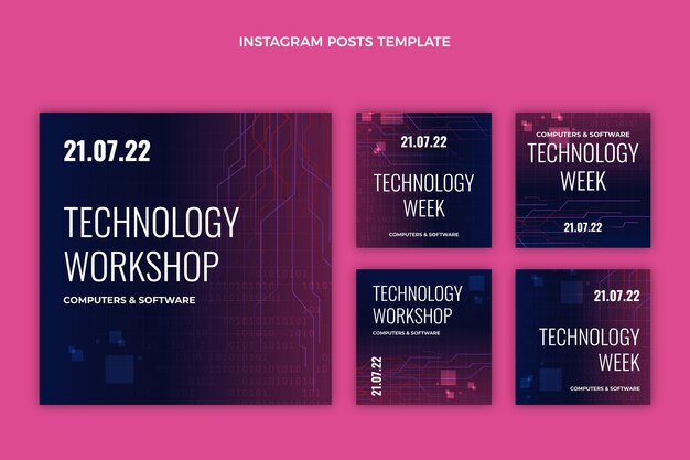 Publicaciones de instagram de tecnología abstracta degradada