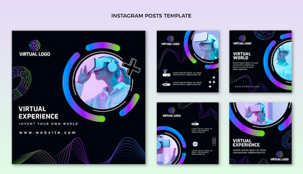 Publicaciones de instagram de tecnología abstracta degradada