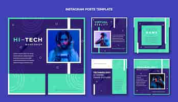 Vector gratuito publicaciones de instagram de tecnología mínima de diseño plano