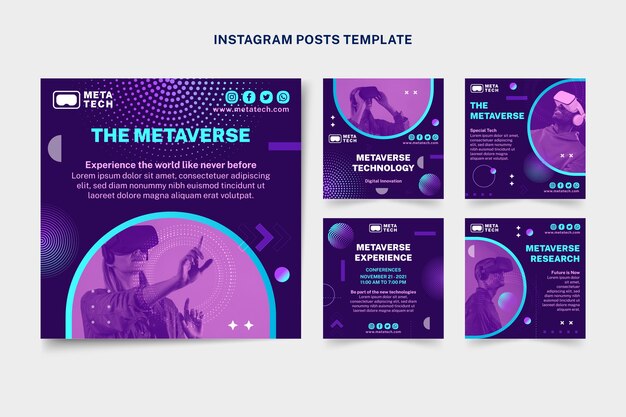 Publicaciones de instagram de tecnología de semitono degradado