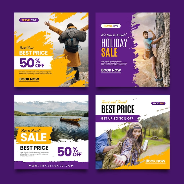 Vector gratuito publicaciones de instagram para ventas itinerantes