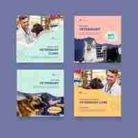 Vector gratuito publicaciones de instagram veterinarias