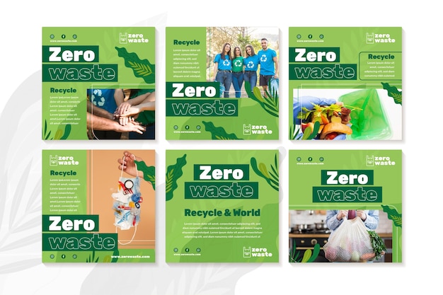 Vector gratuito publicaciones de instagram zero waste