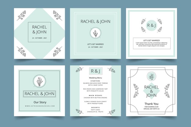 Publicaciones mínimas de instagram de bodas