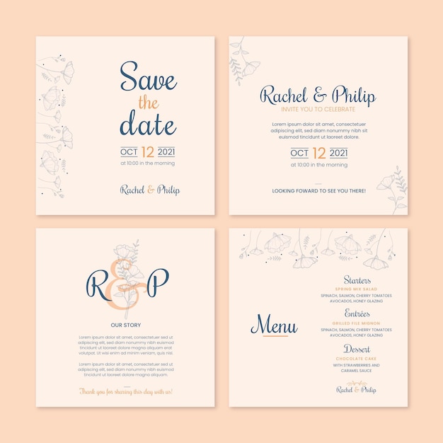 Publicaciones mínimas de instagram de bodas