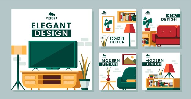 Publicaciones mínimas de instagram de diseño de interiores