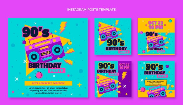 Publicaciones nostálgicas de instagram de cumpleaños de los 90 dibujadas a mano