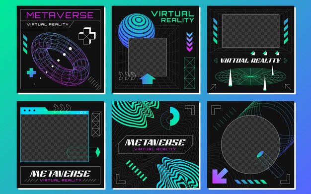 Publicaciones retrofuturistas con objetos geométricos abstractos de estructura alámbrica 3d de la cuadrícula de líneas Silueta de formas geométricas en estilo vaporwave Figuras de diseño en vista en perspectiva Conjunto de ilustraciones de contorno vectorial