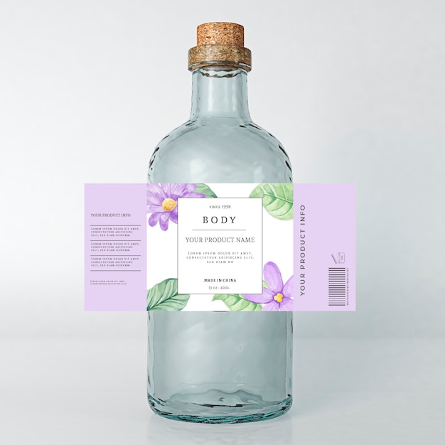 Publicidad de bebidas de etiqueta de primavera floral