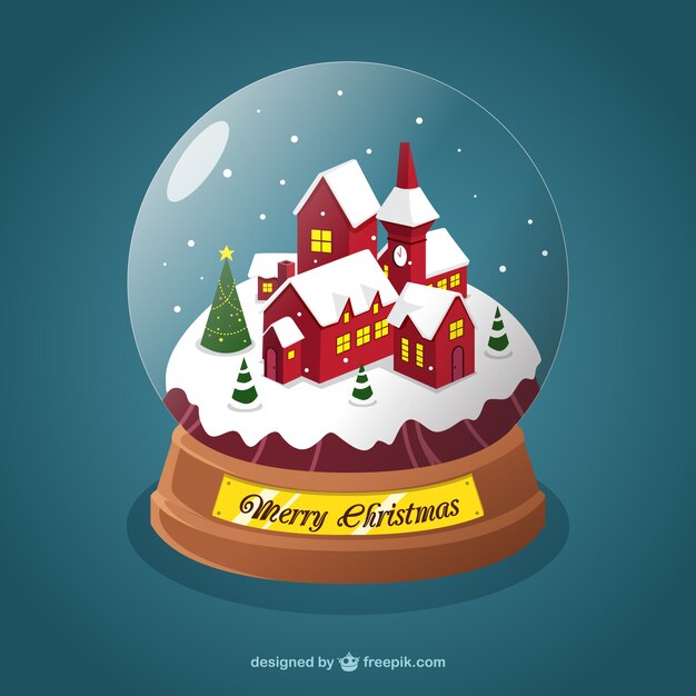 Pueblo de navidad dentro de una bola de navidad
