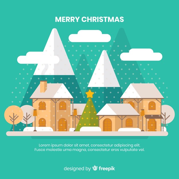 Pueblo navideño en diseño plano