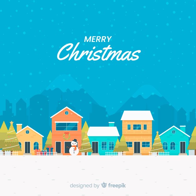 Pueblo navideño en diseño plano