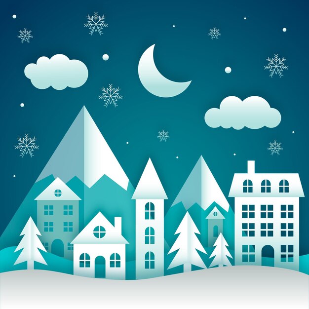Pueblo navideño en papel