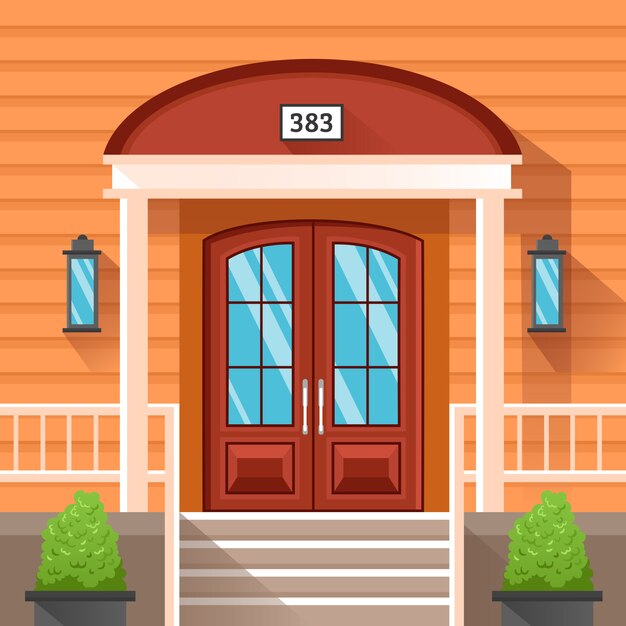 Puerta Delantera De Casa Decorada Por Siding