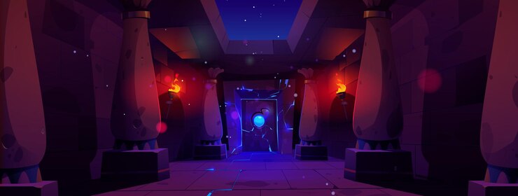 Vector gratuito puerta mágica en castillo medieval o palacio de egipto