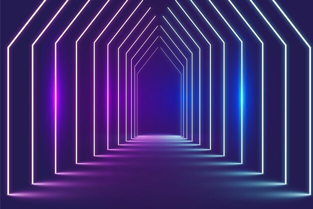Puertas en perspectiva fondo abstracto luces de neón