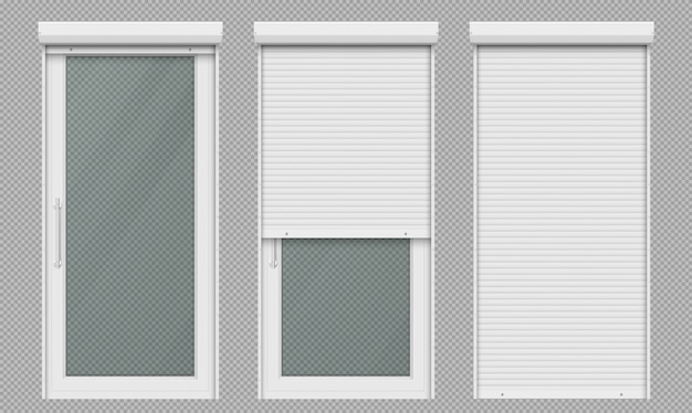 Vector gratuito puertas de vidrio con persiana blanca